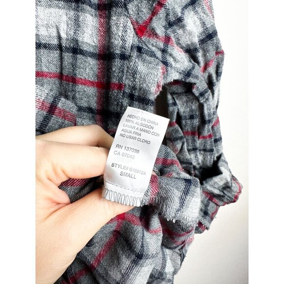 Ethereal Split Open Back Flannel Plaid Button Down Womens Gray Small - Picture 6 of 9